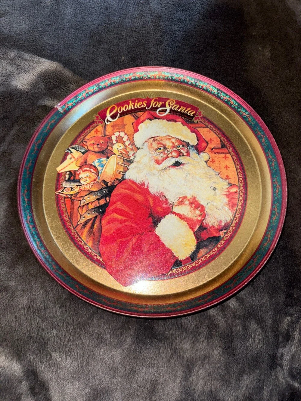 Christmas Cookie Tin Cookies for Santa Round Metal Holiday Storage